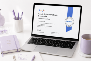 minimalist workspace with google certificate